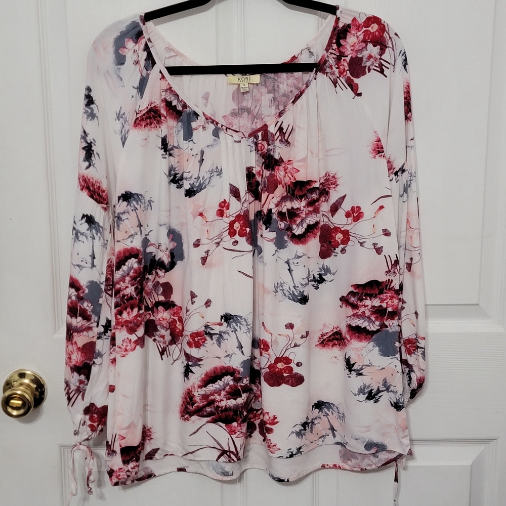 Kori America Floral Long Sleeve Blouse